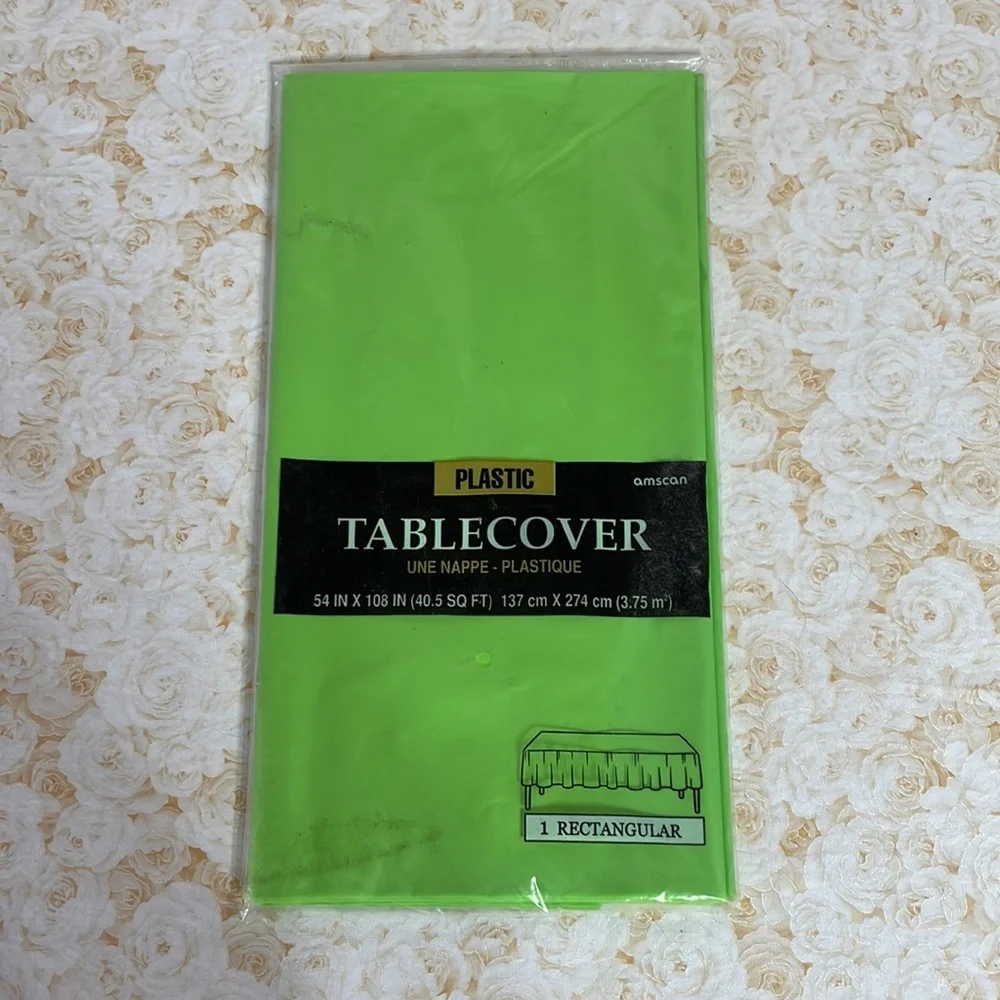 Big Party Pack Kiwi Green Paper Placemats and Amscan Plastic Table Cover